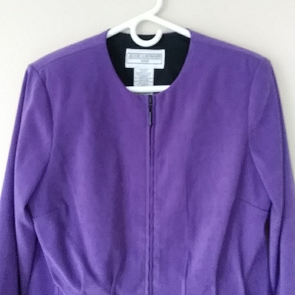 NEW Jessica Howard Pleated Cropped Zip Up Blazer Jacket 12P Purple - Picture 5 of 16